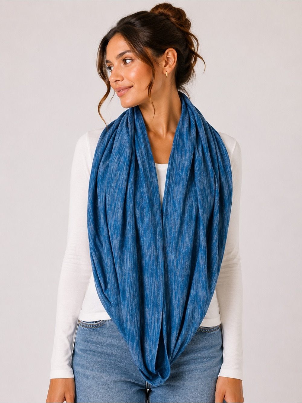 Lululemon Blue Heathered Vinyasa Infinity Scarf Snap‎ Wrap Circle Scarf OS